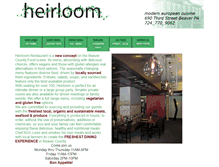 Tablet Screenshot of heirloomrestaurant.net